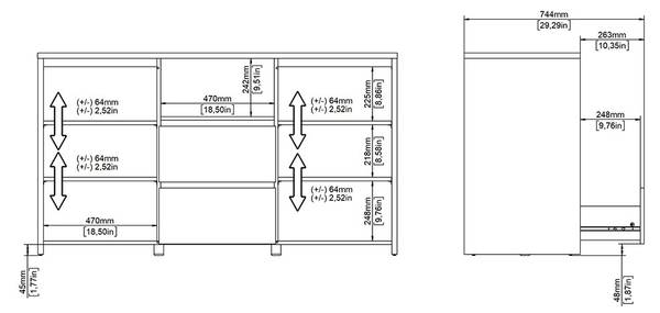 Sideboard Next Braun - Holz teilmassiv - 149 x 89 x 49 cm