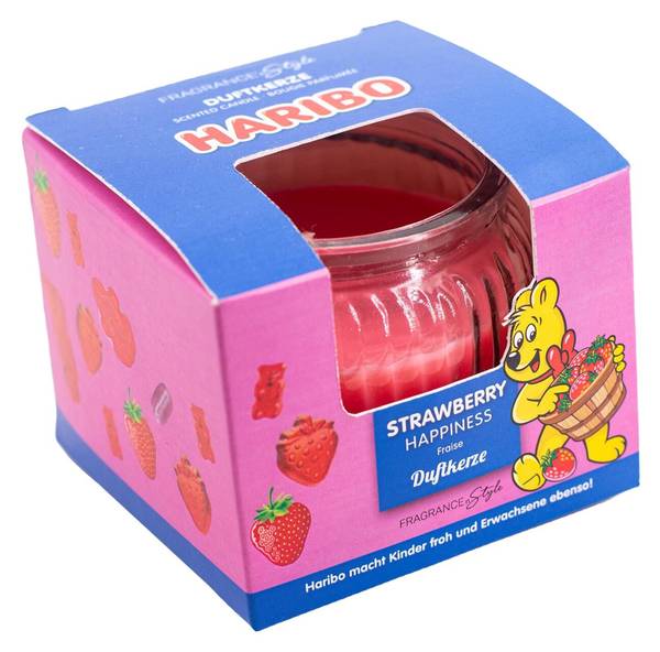 Duftkerze Haribo™ im Geschenkkarton Blau - Hellrosa - Durchsichtig