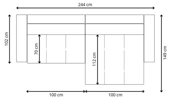 Ecksofa AUGUSTO Grau - Ecke davorstehend links