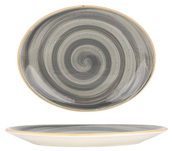Servierschale Aura Space 2er set Grau - Porzellan - 31 x 2 x 31 cm