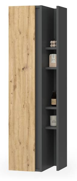 Armoire murale Edelin 57991 Anthracite - Imitation chêne noueux