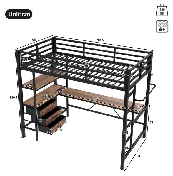 Kinderbett K-811 Schwarz