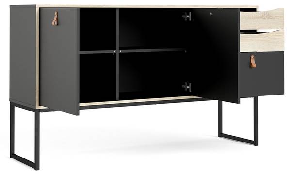 Sideboard Sady Schwarz - Holz teilmassiv - 147 x 87 x 40 cm