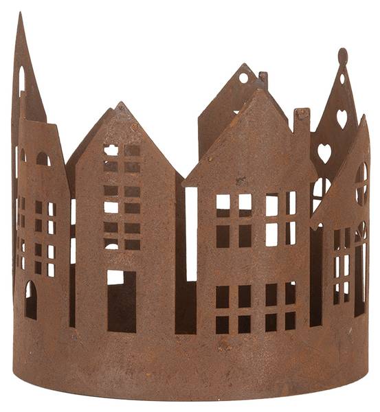 Decoratie Beeld Huis Xmas&Yson Set van 3 bruin - metaal - 16 x 16 x 16 cm