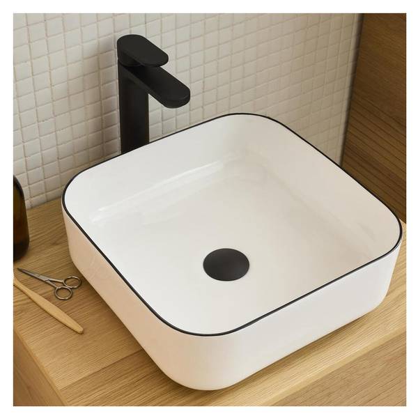 Aufsatzwaschbecken ALIX Schwarz - Keramik - 37 x 13 x 37 cm