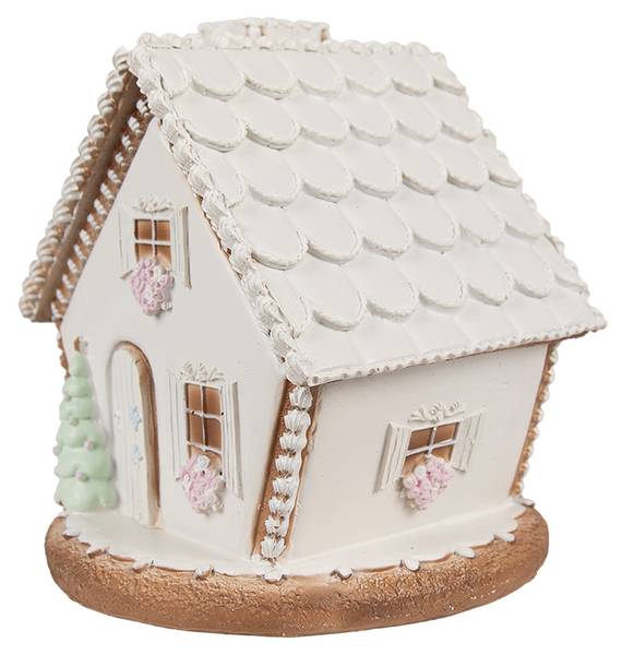 Lebkuchenhaus mit LED Aschaffenburg Weiß - Kunststoff - 16 x 17 x 17 cm