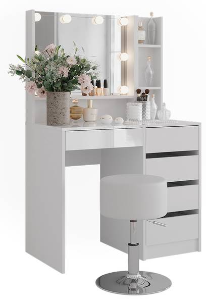 Coiffeuse Sherry 57699 Blanc - Bois manufacturé - 90 x 76 x 51 cm