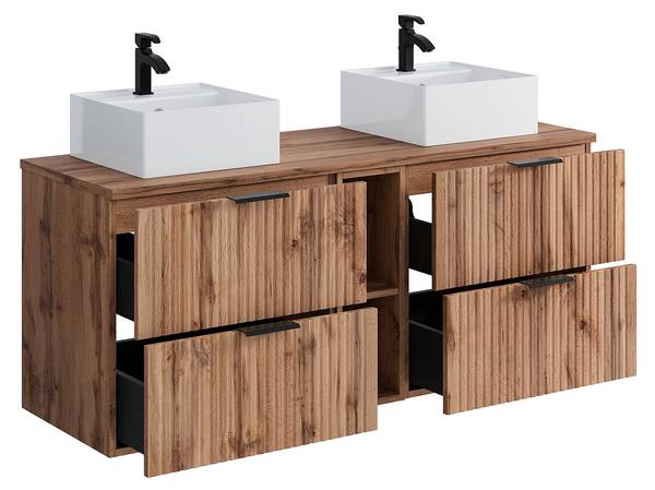 Doppelwaschtisch ZEVARA Beige - Tiefe: 140 cm