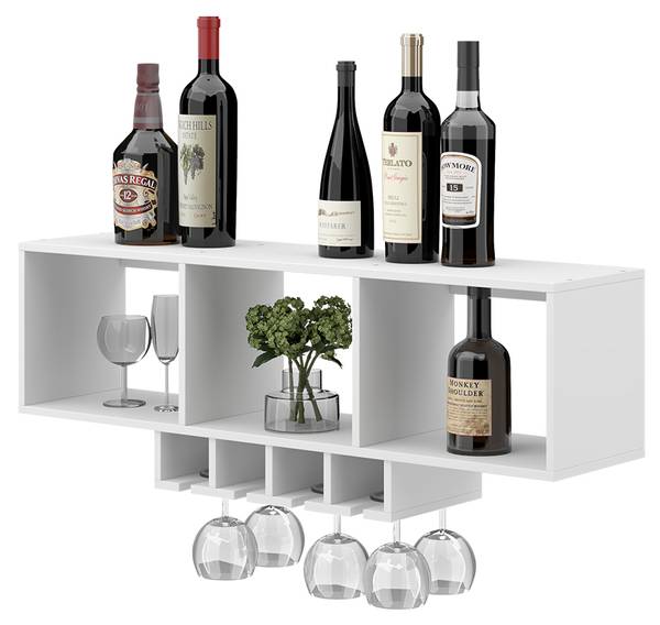 Wijnglasrek Vin 50139 wit - plaatmateriaal op houtbasis - 90 x 22 x 33 cm