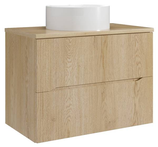 Einzelwaschtisch ORISO Beige - Holz teilmassiv - 46 x 57 x 80 cm