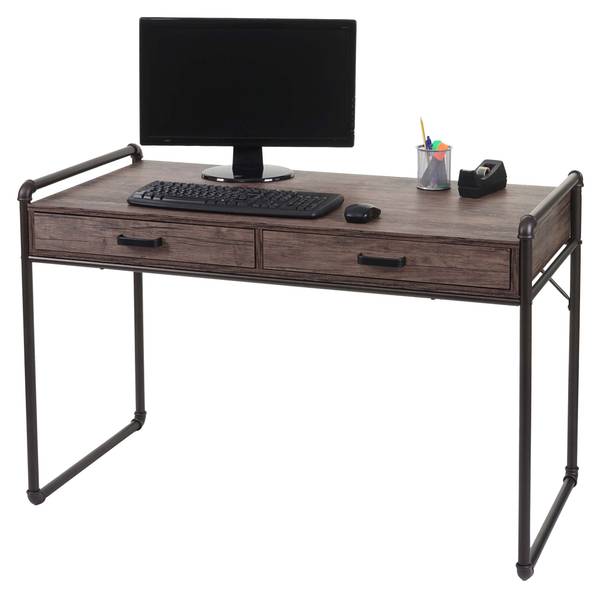Schreibtisch F58 Braun - Holzwerkstoff - Metall - 117 x 75 x 61 cm
