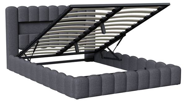 Bettgestell mit Stauraum LKMP01 Grau - Metall - Massivholz - 173 x 96 x 220 cm
