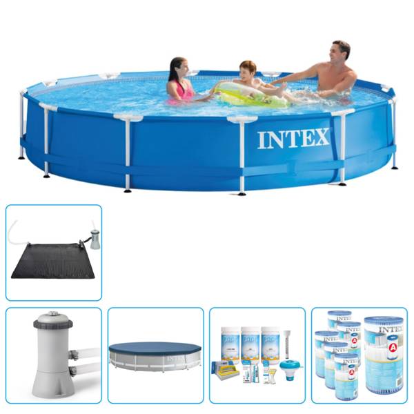 Schwimmbad-Set 2821218 (6-teilig) Blau - Kunststoff - 366 x 76 x 366 cm