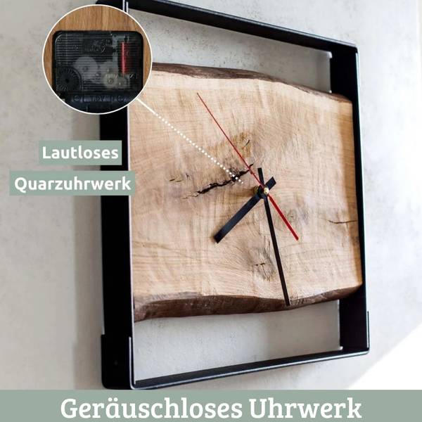 Wanduhr EFFO mit Nuten Braun - Massivholz - 38 x 37 x 4 cm