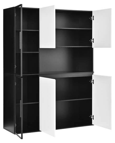 Hochschrank Ourea Ⅶ Schwarz - Weiß - Holzwerkstoff - 120 x 160 x 40 cm