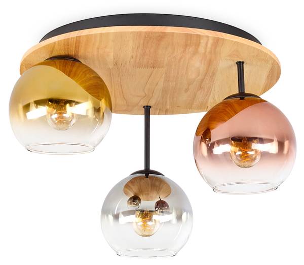 Deckenleuchte Cesaro Gold - Grau - Silber - Aluminium - Klarglas - 42 x 29 x 43 cm