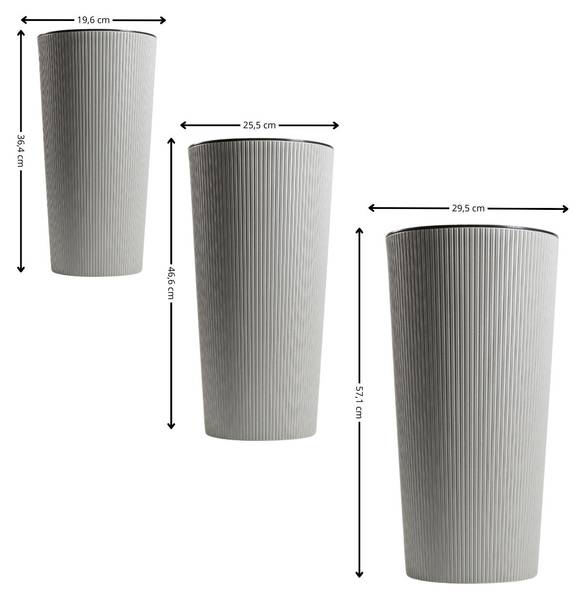 Blumentöpfen Urbanika 3er-Set Grau - Kunststoff - 29 x 57 x 29 cm