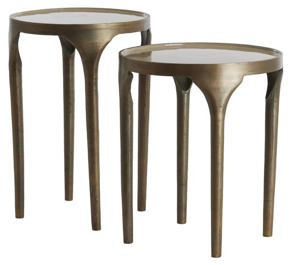 Beistelltisch LAPAZ 2er-Set Braun - Metall - 36 x 52 x 36 cm