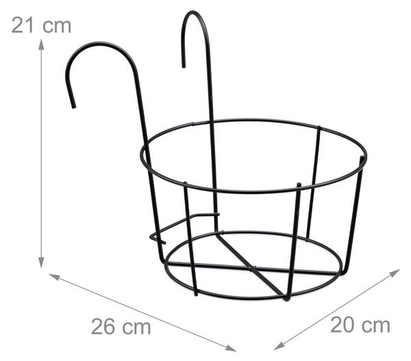 4er Set Blumentopf Halter für den Balkon Schwarz - Eisen - 20 x 21 x 26 cm