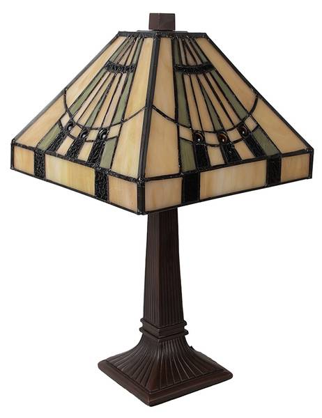 Tiffany Tischlampe Yue Beige - Glas - 23 x 38 x 23 cm