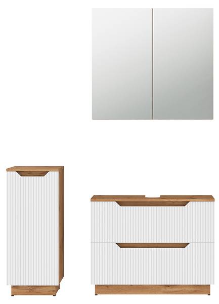 Meubles bain Lotta 59511 Imitation chêne dakota - Blanc