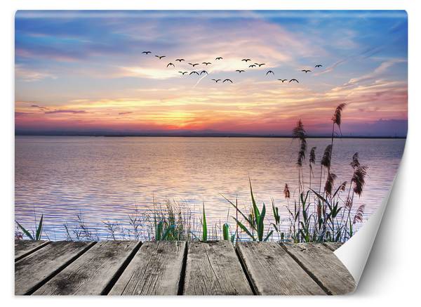 Fototapete Sonnenuntergang auf einem See 100 x 70 cm
