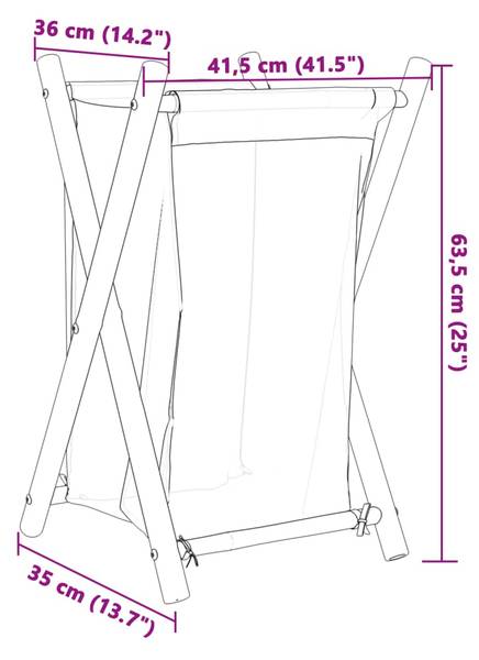 Wäschekorb 3037823 Braun - Bambus - 41 x 63 x 36 cm