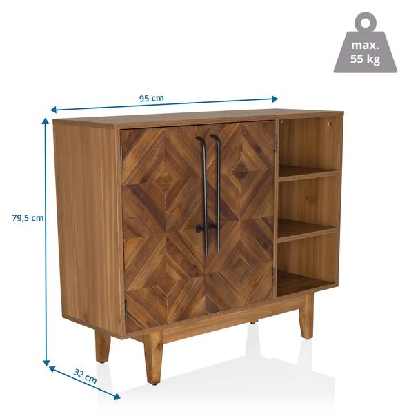 Commode SANTJAGO WOOD L Marron - Sapin - Aluminium - 95 x 80 x 32 cm