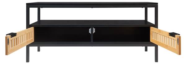 Couchtisch Luniehti Beige - Schwarz - Bambus - Holzwerkstoff - Metall - 40 x 48 x 100 cm