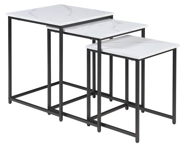 Table basse gigogne Trollhättan lot de 3 Blanc - Bois manufacturé - Métal - 50 x 60 x 50 cm