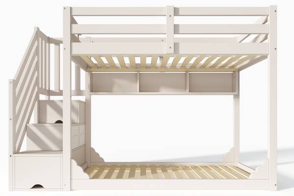 Etagenbett LucyWoody Ⅰ Weiß - Holzwerkstoff - 95 x 145 x 253 cm