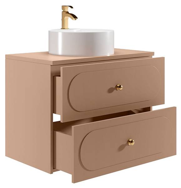 Meuble simple vasque SATOBAL Rose foncé - En partie en bois massif - 46 x 60 x 80 cm