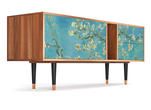 TV-Lowboard T1 Walnuss Blau - Holzwerkstoff - 170 x 69 x 48 cm