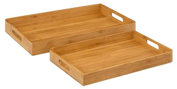 Serviertabletts BAMBOU CUISINE 2er-Set Beige - Bambus - 30 x 5 x 46 cm