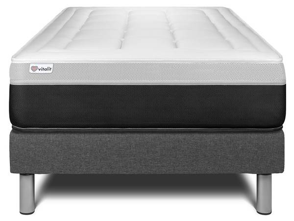 Bettgestell und Matratze VITAL FORM - Grau - Massivholz - 120 x 51 x 190 cm