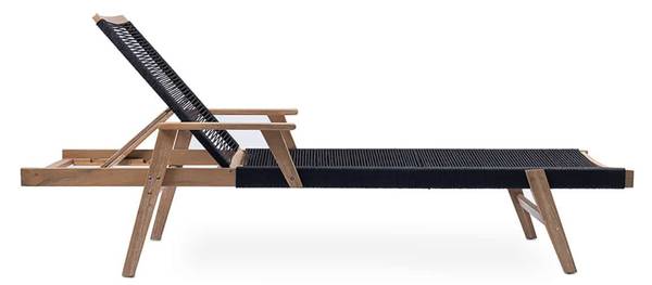 Gartenliege BALI ROPE Braun - Grau - Polyester - Akazie - 60 x 35 x 200 cm