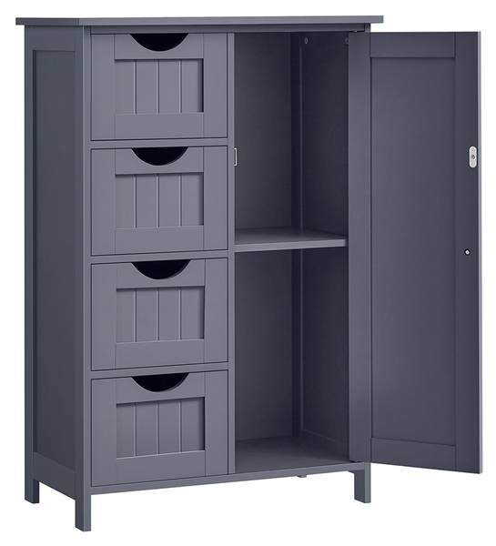Badezimmerschrank Port-au-Prince Grau - Holzwerkstoff - 55 x 82 x 30 cm