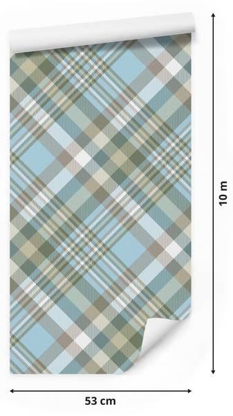 Papier Peint Motif Géométrique Moderne Beige - Bleu - Blanc - Polaire - 53 x 1000 x 1000 cm