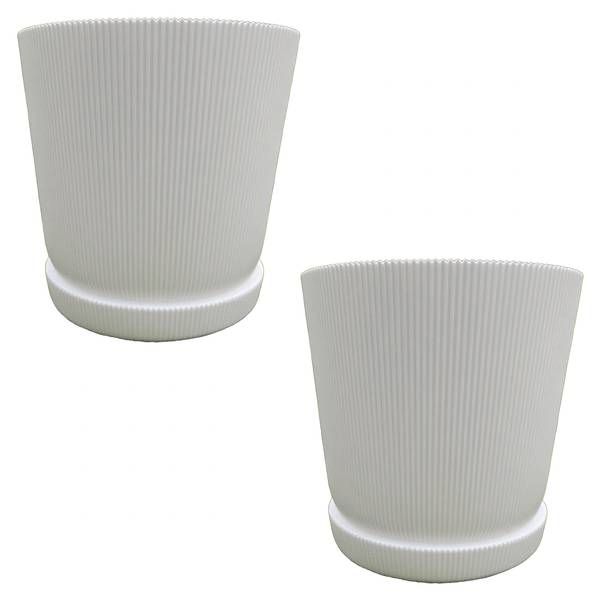 Blumentopf mit Untersetzer 2er Set Weiß