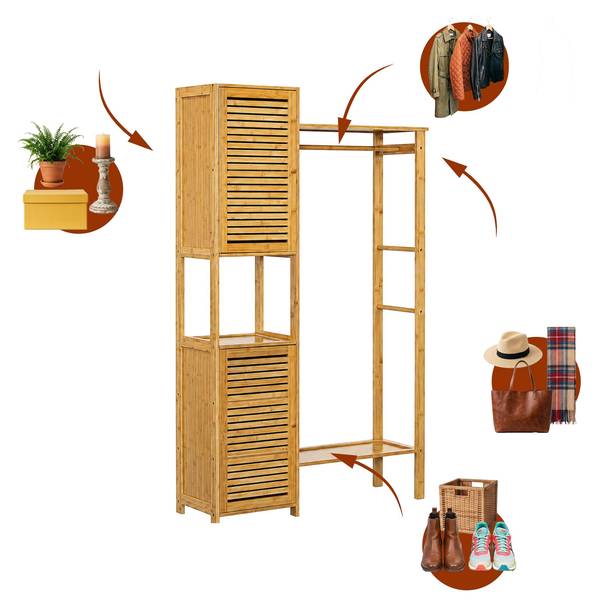 Kleiderständer aus Bambus Braun - Bambus - 99 x 164 x 29 cm