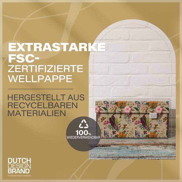 Speicherbox Botanical 2er Set Creme - Orange - Pink - Violett - Fassungsvermögen: 11 L