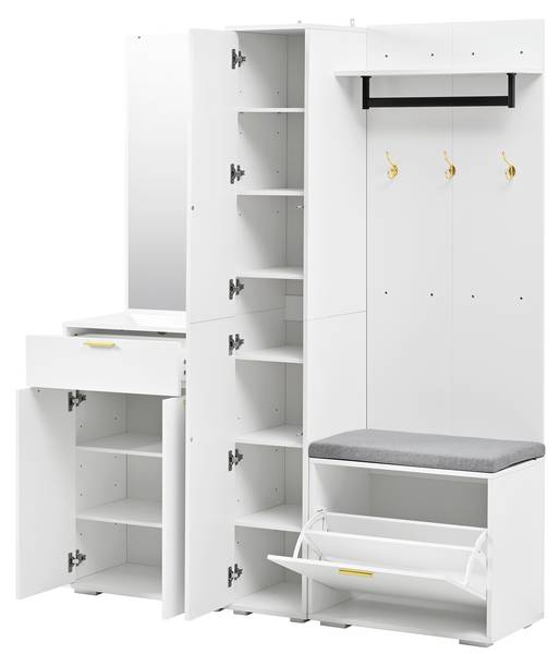Kledingkastset LucyDiana wit - plaatmateriaal op houtbasis - 36 x 180 x 150 cm