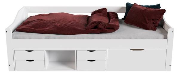 Kinder Funktionsbett Nalu Weiß - Holzwerkstoff - 90 x 66 x 200 cm
