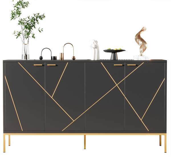 Sideboard Maus Schwarz - Holzwerkstoff - Metall - 150 x 80 x 40 cm