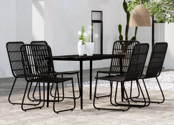 Garten-Essgruppe 3013392-3 (7-teilig) Schwarz - Stahl - 70 x 74 x 140 cm