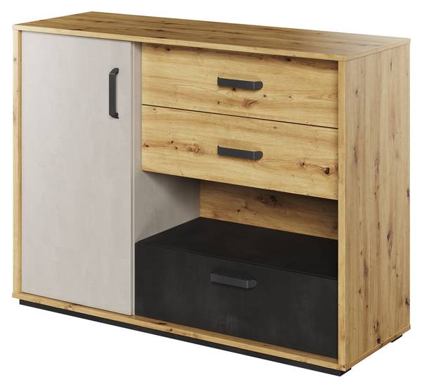 Kommode Qubic 1D3S QB-07 Braun - Holzwerkstoff - 90 x 42 x 120 cm