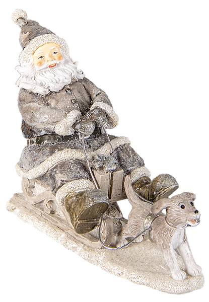 Figur Weihnachtsmann Weihnachten-Eli Grau - Kunststoff - 8 x 16 x 24 cm