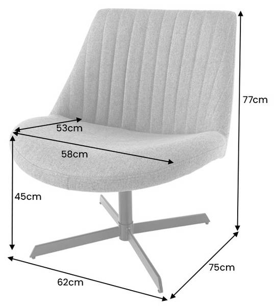Sessel LOUNGER Grau - Strukturstoff - Polyester - Stahl - 62 x 77 x 75 cm