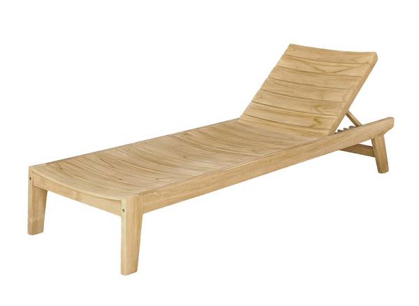Sonnenliege JAYA Beige - Massivholz - 205 x 30 x 65 cm