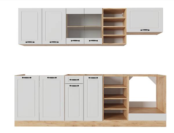 Complete keukeneenheid R-Line 53293 landelijke eikenhouten look - eikenhouten look - zuiver wit